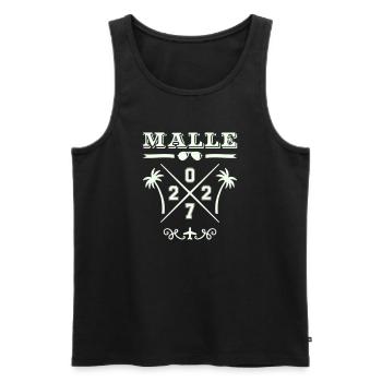 MALLE Strand Cross 2027 Retro Logo - Men's Premium Organic Tank Top - black - Front - Michal (187cm)