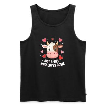 Amour des vaches : Une fille aime les vaches - Débardeur bio Premium Homme - noir - Devant - Michal (187cm)
