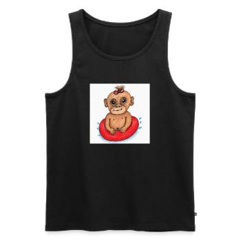 Little Monkey on Red Inflatable Boat - Men's Premium Organic Tank Top - black - Front - Michal (187cm)