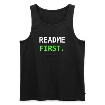 README Premier Programmeur Humor Don Nerd ! - Débardeur bio Premium Homme - noir - Devant - Michal (187cm)