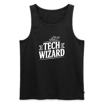 Tech Wizard - Men's Premium Organic Tank Top - black - Front - Michal (187cm)