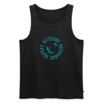 Kitesurf. Recharge. Repeat. – Kitesurfing T-Shirt  - Männer Premium Bio Tank Top - Schwarz - Vorne - Michal (187cm)