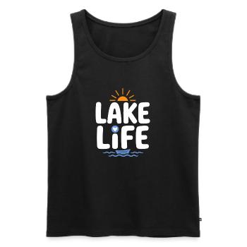 Lake Life Sunrise Badge - Men's Premium Organic Tank Top - black - Front - Michal (187cm)