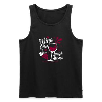 Le vin rit souvent toujours - Débardeur bio Premium Homme - noir - Devant - Michal (187cm)
