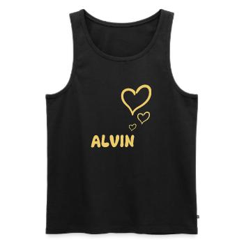 Alvin as a name - Men's Premium Organic Tank Top - black - Front - Michal (187cm)