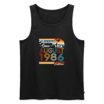 August 1986 Vintage Geburtstag Geschenk Retro - Männer Premium Bio Tank Top - Schwarz - Vorne - Michal (187cm)