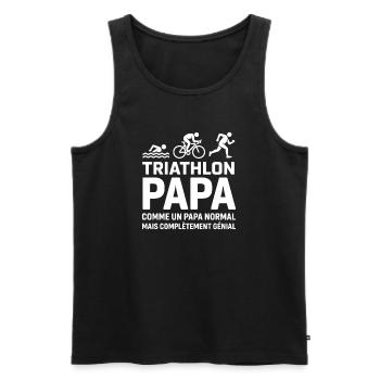 Humour Papa Triathlète - Cadeau Idéal  - Débardeur bio Premium Homme - noir - Devant - Michal (187cm)