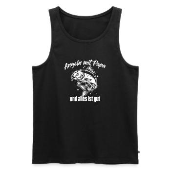 Angeln mit Papa - Männer Premium Bio Tank Top - Schwarz - Vorne - Michal (187cm)