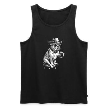 Cowboy Dog Beer Funny Bulldog - Men's Premium Organic Tank Top - black - Front - Michal (187cm)