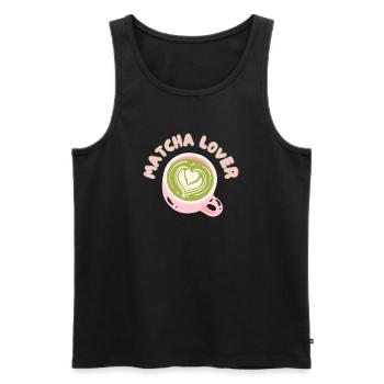 Matcha Lover Cup Heart Latte - Débardeur bio Premium Homme - noir - Devant - Michal (187cm)