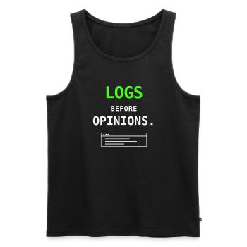 Journaux avant les options Don d’humour informatique pour sysadmin - Débardeur bio Premium Homme - noir - Devant - Michal (187cm)