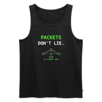 Cadeau humoristique Packets Don’t Lie Network IT - Débardeur bio Premium Homme - noir - Devant - Michal (187cm)