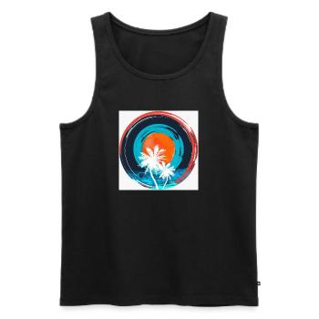 Palm Sonnenuntergangskreis - Männer Premium Bio Tank Top - Schwarz - Vorne - Michal (187cm)