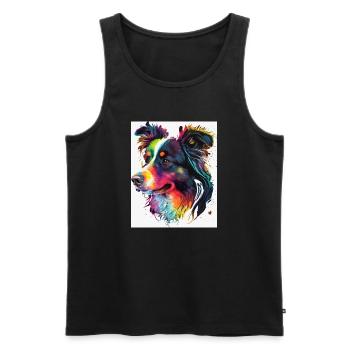 Regenbogen-Porträthund - Männer Premium Bio Tank Top - Schwarz - Vorne - Michal (187cm)