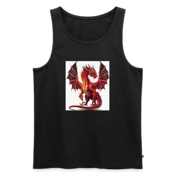 Feuerroter Drachen-Aquarell - Männer Premium Bio Tank Top - Schwarz - Vorne - Michal (187cm)