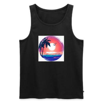 Sonnenuntergangs-Palmenkreis Ozean-Leuchten - Männer Premium Bio Tank Top - Schwarz - Vorne - Michal (187cm)