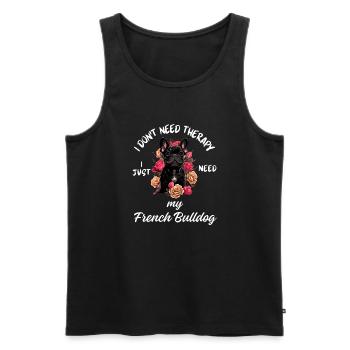 Thérapie du bouledogue français - Débardeur bio Premium Homme - noir - Devant - Michal (187cm)