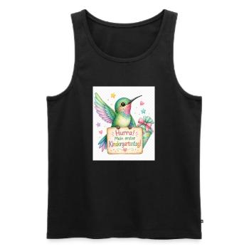 Hurra: Erster Kindergartenstart - Männer Premium Bio Tank Top - Schwarz - Vorne - Michal (187cm)