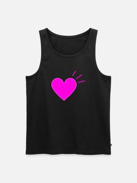 Bright Pink Heart | Modern Love Graphic - Männer Premium Bio Tank Top - Schwarz