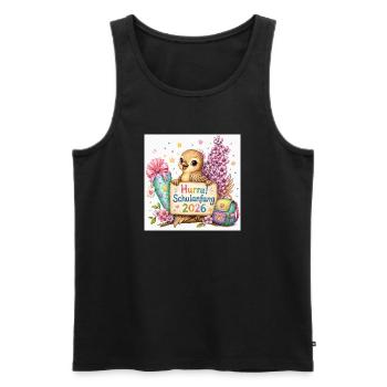 Hurra Schulanfang 2026 Kükenmotiv - Männer Premium Bio Tank Top - Schwarz - Vorne - Michal (187cm)