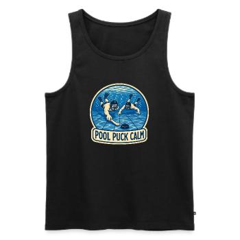 POOL PUCK CALM - Männer Premium Bio Tank Top - Schwarz - Vorne - Michal (187cm)