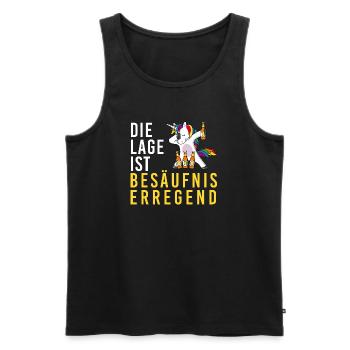 Lage ist besäufniserregend, Einhorn Bierflasche - Männer Premium Bio Tank Top - Schwarz - Vorne - Michal (187cm)