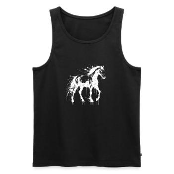 Cheval Art Splash Blanc - Débardeur bio Premium Homme - noir - Devant - Michal (187cm)