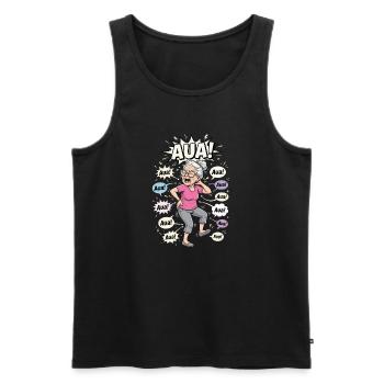 Aua Oma Comicburst - Männer Premium Bio Tank Top - Schwarz - Vorne - Michal (187cm)