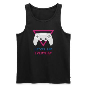 Level Up Everyday Gamer - Männer Premium Bio Tank Top - Schwarz - Vorne - Michal (187cm)