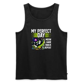 Gamer Gaming Cat Video Game - Männer Premium Bio Tank Top - Schwarz - Vorne - Michal (187cm)