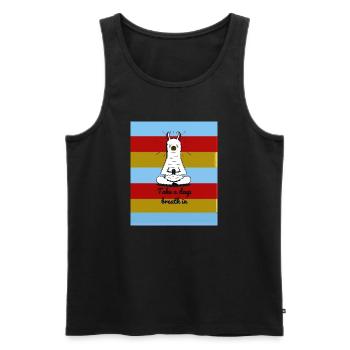 Meditating Lama - Männer Premium Bio Tank Top - Schwarz - Vorne - Michal (187cm)