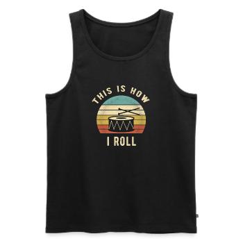 Percussion Retro This Is How I Roll Drummer Gift - Männer Premium Bio Tank Top - Schwarz - Vorne - Michal (187cm)