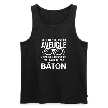 Pas aveugle balade avec le bâton - Débardeur bio Premium Homme - noir - Devant - Michal (187cm)