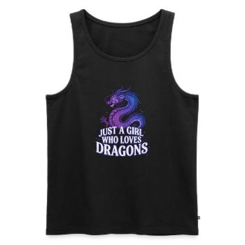 Drachenliebe: Girl liebt Drachen - Männer Premium Bio Tank Top - Schwarz - Vorne - Michal (187cm)
