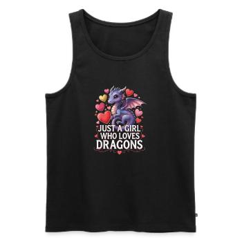Drachenliebendes Mädchen - Männer Premium Bio Tank Top - Schwarz - Vorne - Michal (187cm)