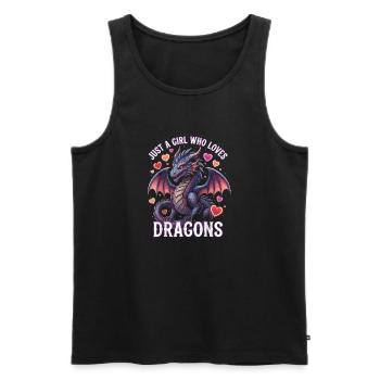 Nur ein Mädchen liebt Drachen - Männer Premium Bio Tank Top - Schwarz - Vorne - Michal (187cm)