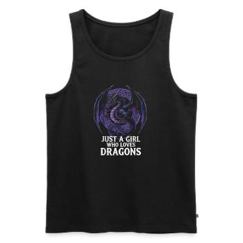 Mädchen liebt Drachen Grafik - Männer Premium Bio Tank Top - Schwarz - Vorne - Michal (187cm)