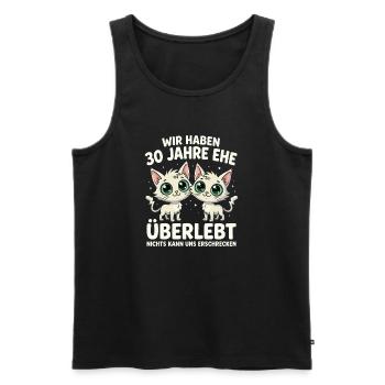 Katzen Duo: 30 Jahre Ehe - Männer Premium Bio Tank Top - Schwarz - Vorne - Michal (187cm)