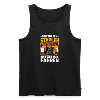  Der Tut Nix Stapler Der Will Nur Fahren - Männer Premium Bio Tank Top - Schwarz - Vorne - Michal (187cm)