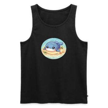 Wal auf Sandbank im Meer - Männer Premium Bio Tank Top - Schwarz - Vorne - Michal (187cm)