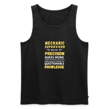 Mechanikerleiter: Wir machen Präzision, keine Raten. - Männer Premium Bio Tank Top - Schwarz - Vorne - Michal (187cm)