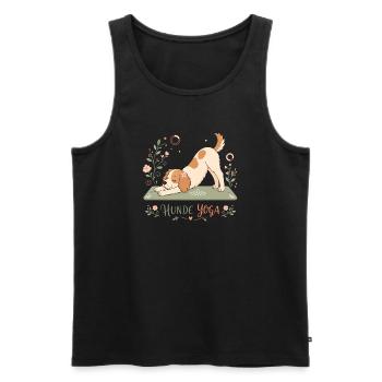 Hunde Yoga - Yoga T-Shirt mit Hund - Männer Premium Bio Tank Top - Schwarz - Vorne - Michal (187cm)