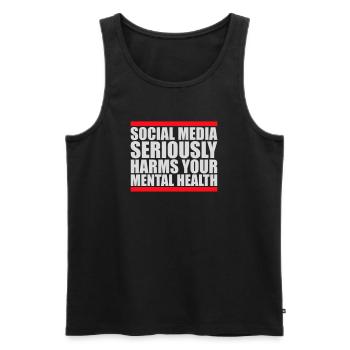 Les réseaux sociaux nuisent sérieusement à la santé mentale selon les affirmations - Débardeur bio Premium Homme - noir - Devant - Michal (187cm)