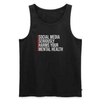 Les réseaux sociaux nuisent sérieusement à la santé mentale selon les affirmations - Débardeur bio Premium Homme - noir - Devant - Michal (187cm)