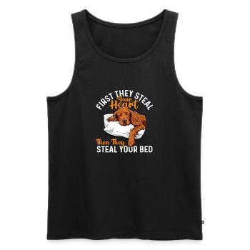 Zuerst stehlen sie dein Herz – Irischer Zuspielerhund Papa - Männer Premium Bio Tank Top - Schwarz - Vorne - Michal (187cm)