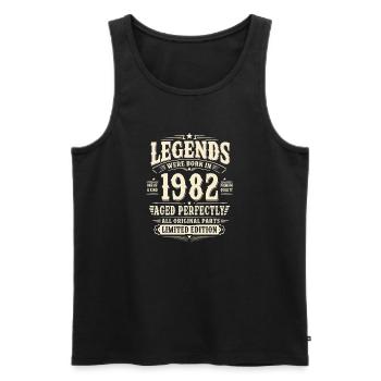 44. Geburtstag Geschenk Mann 1982 Vintage Retro - Männer Premium Bio Tank Top - Schwarz - Vorne - Michal (187cm)
