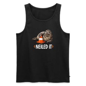 Neiled It Robbe Verkehrskegel Baustelle Humor - Männer Premium Bio Tank Top - Schwarz - Vorne - Michal (187cm)