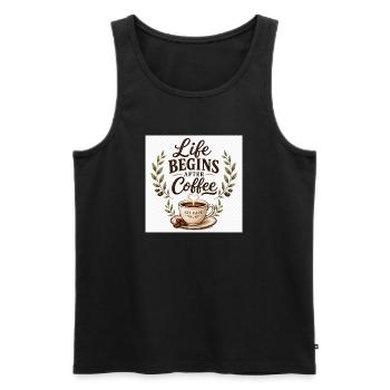 Life_Begins_After_Coffee.png - Männer Premium Bio Tank Top - Schwarz - Vorne - Michal (187cm)