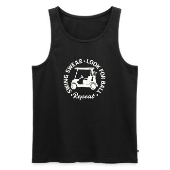 Swing Swear - Look For Ball - Repeat  - Männer Premium Bio Tank Top - Schwarz - Vorne - Michal (187cm)