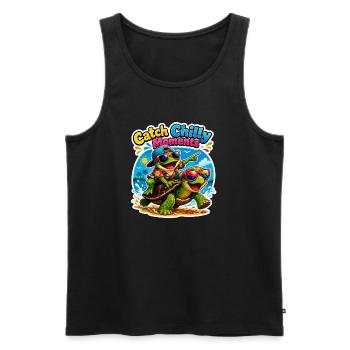Urlaubs Vibes - Männer Premium Bio Tank Top - Schwarz - Vorne - Michal (187cm)